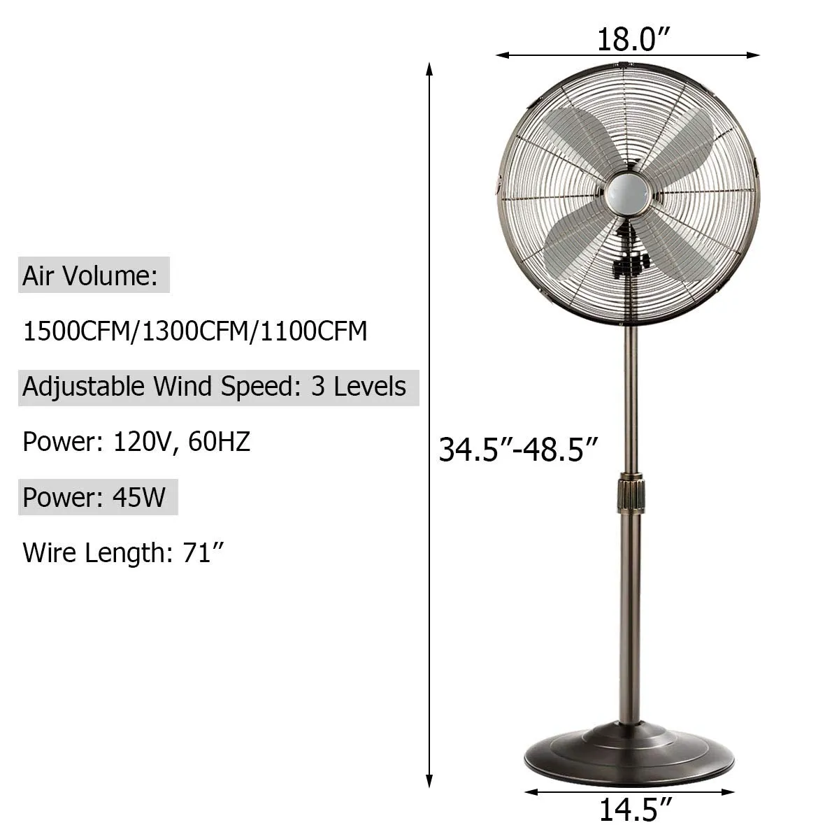 Tangkula 16-Inch Metal Pedestal Fan, Industrial Metal Standing Fan w/ Powerful Motor