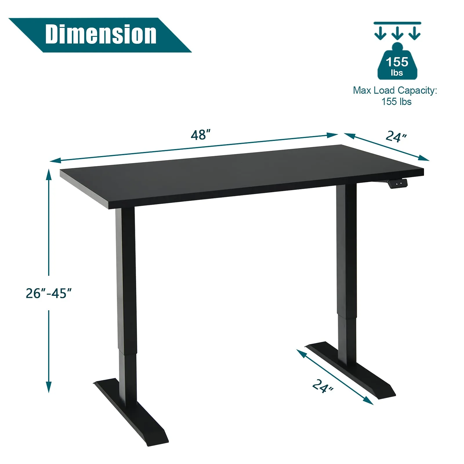 Tangkula Electric Standing Desk, 48 x 24 Inch Sit to Stand Up Desk