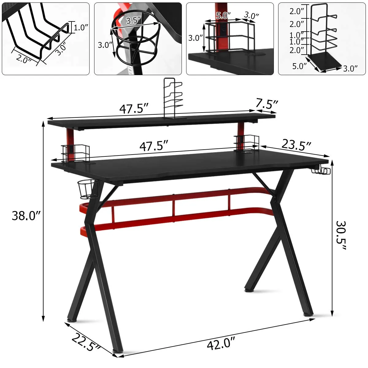 Tangkula Gaming Desk and Chair Set, Ergonomic Gamer Desk & Racing Chair Set Cup Holder, Headphone Hook