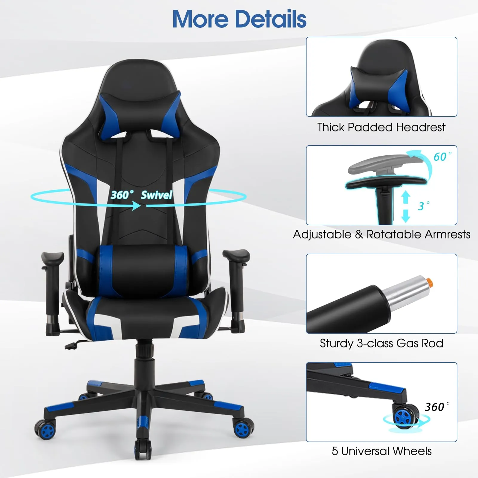 Tangkula Gaming Desk and Chair Set, Ergonomic Gamer Desk & Racing Chair Set Cup Holder, Headphone Hook