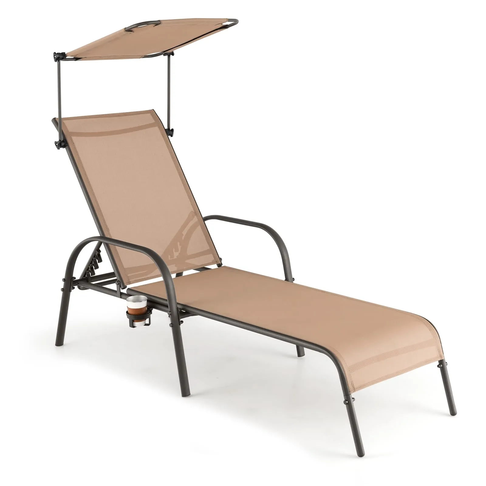 Tangkula Patio Lounge Chair, Outdoor Chaise Lounge with 5-Level Adjustable Backrest