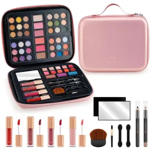 Teen Makeup Starter Kit with 36 Eyeshadow Colors, Lip Products, Brushes & Stylish Handbag (Pink)