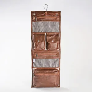 Thandana Roll Up Leather Toiletry Bag With Hook