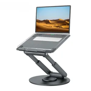 Tounee LS07  Telescopic Laptop Stand for Desk with 360° Swivel Base, Sit to Stand, Height Adjustable, Portable Riser Holder