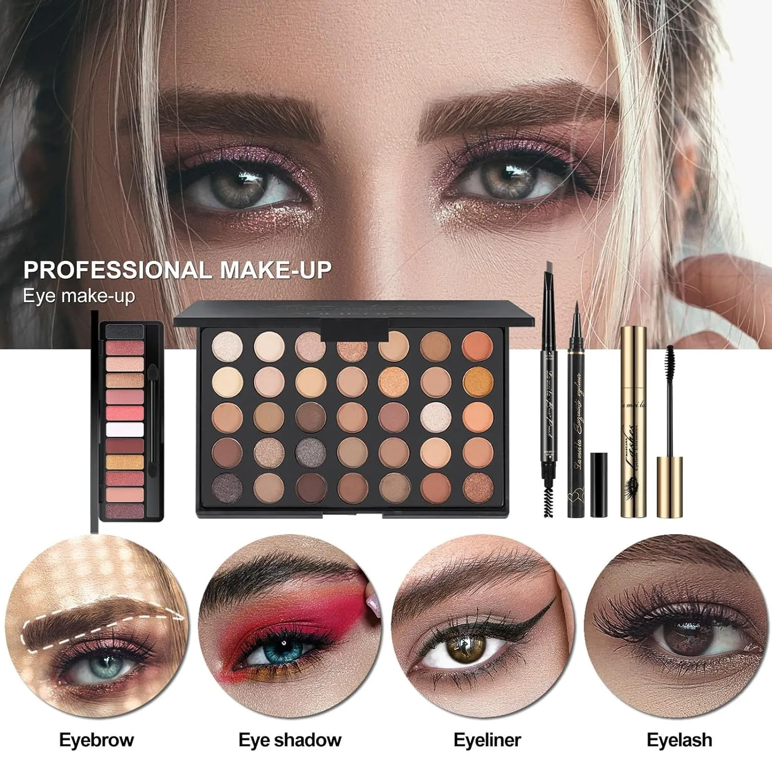 Ultimate All-in-One Makeup Collection for Women - Perfect for Beginners & Pros, Portable (Black)