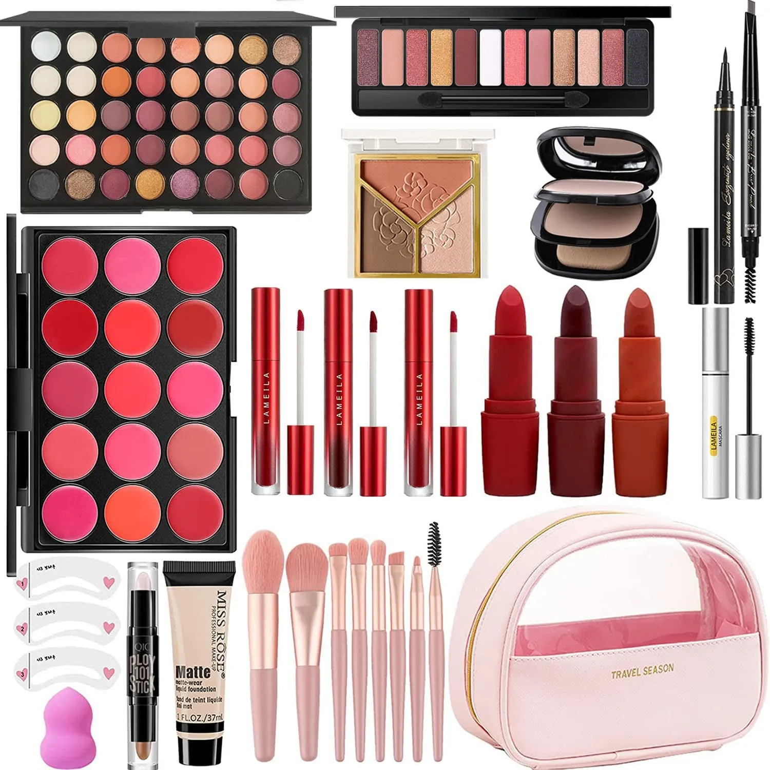 Ultimate All-in-One Makeup Collection for Women - Perfect for Beginners & Pros, Portable (Black)