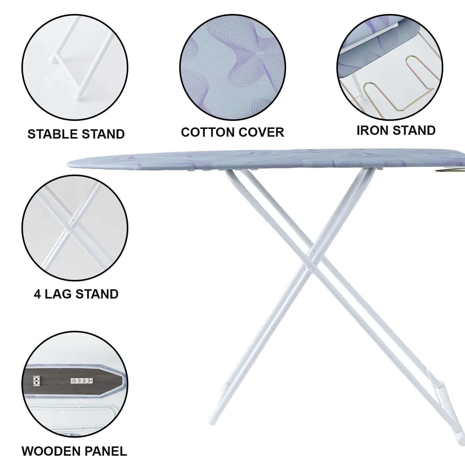 Urbane Home 42 Inch Ironing Board For Clothes|Adjustable Height Ironing Stand|Press Table for Home (Multi)