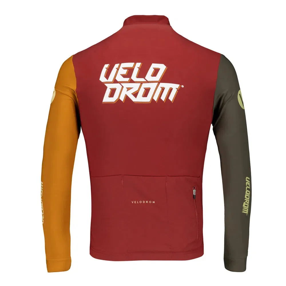 VELODROM RaceDay Thermal Long Sleeve Jersey AW23 - Burgundy Dual Sleeves