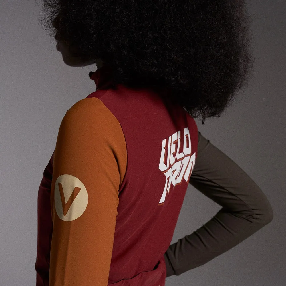 VELODROM RaceDay Thermal Long Sleeve Jersey AW23 - Burgundy Dual Sleeves