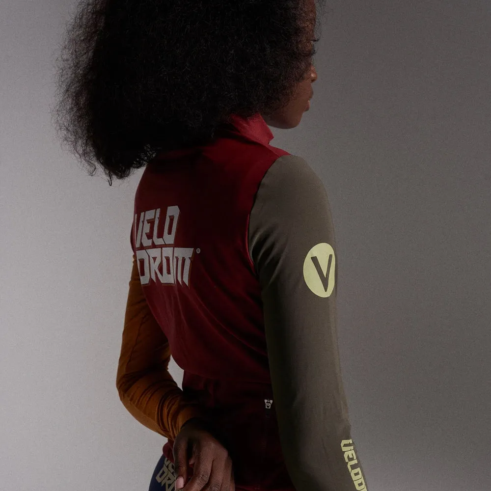 VELODROM RaceDay Thermal Long Sleeve Jersey AW23 - Burgundy Dual Sleeves