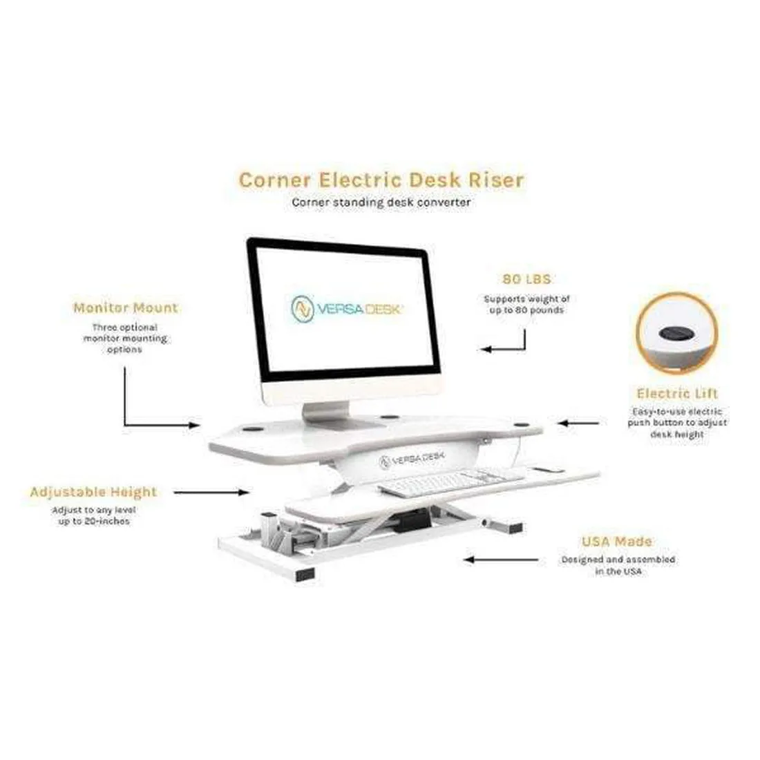 VersaDesk Power Pro Corner Electric Standing Desk Converter, VT7710000