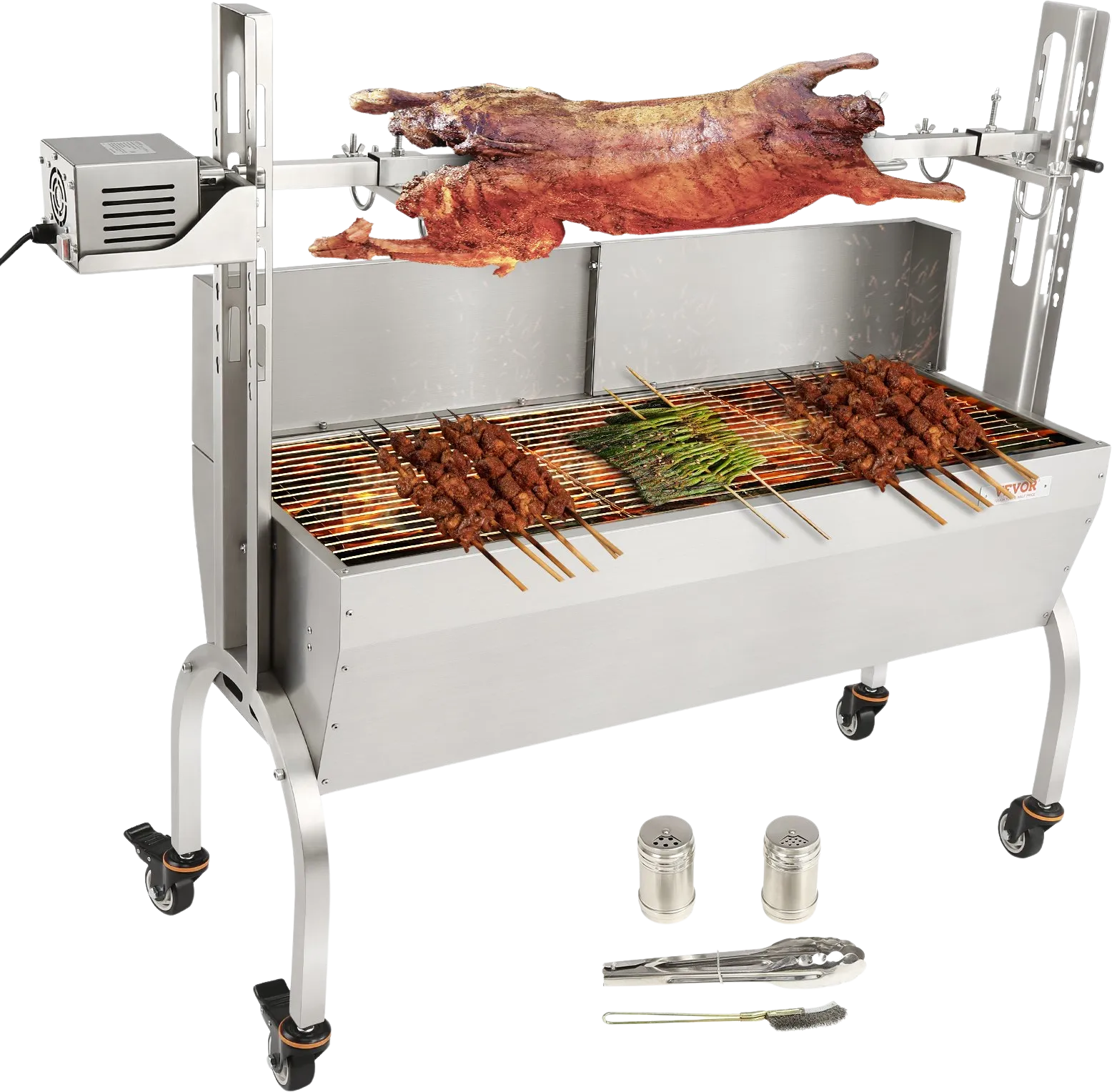 Vevor Spit Rotisserie BBQ Grill 46" 132 Lbs Capacity 50W Electric Roaster with Windscreen New