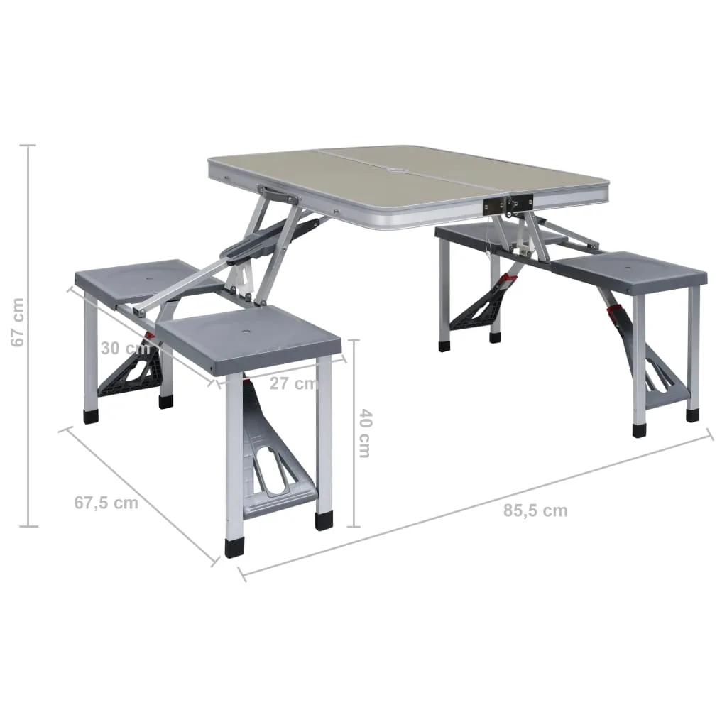 vidaXL Folding Camping Table with 4 Seats | Lightweight & Durable