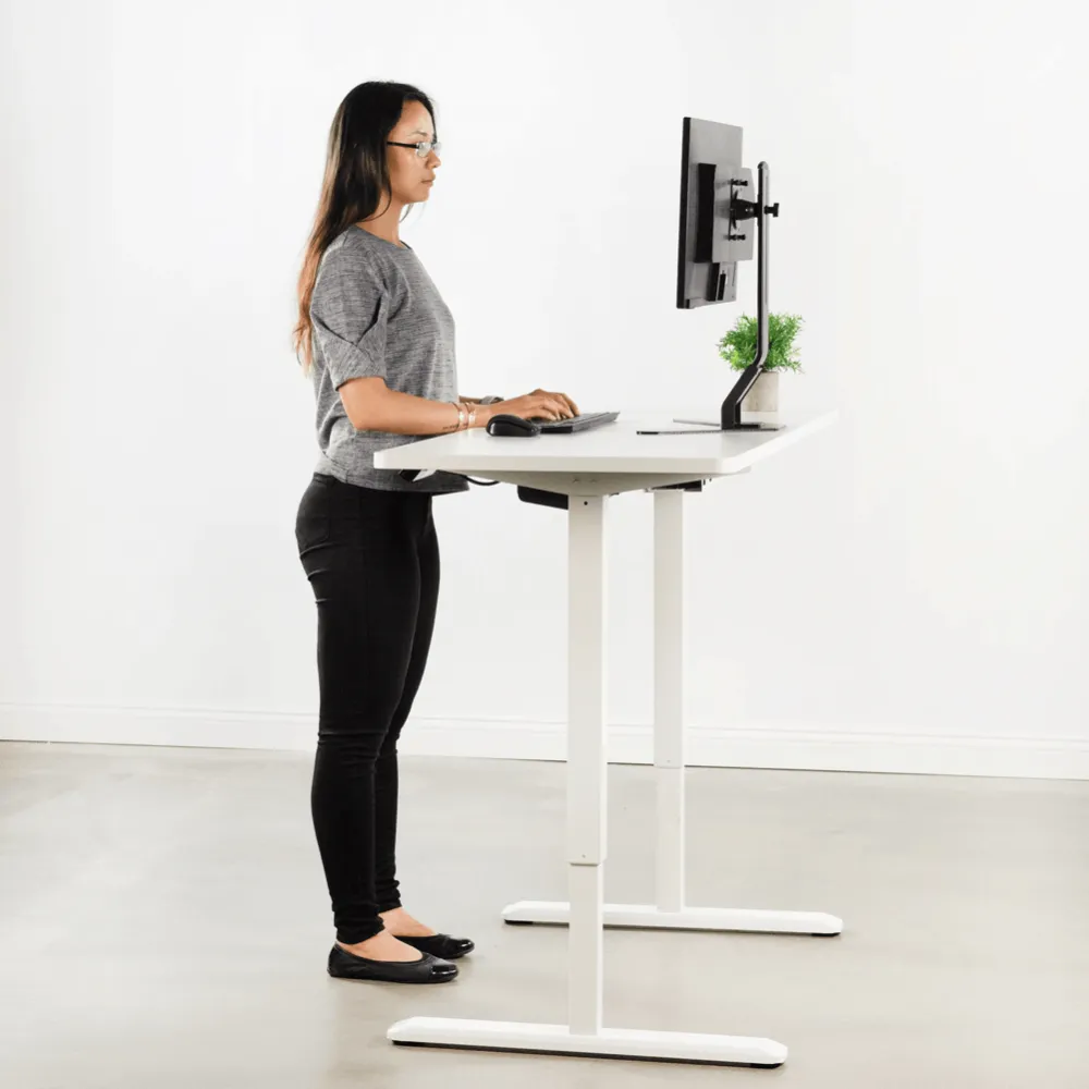 VIVO Electric 60” x 24” Standing  Desk White Top, White Frame w/ Memory Pad, DESK-KIT-1W6W