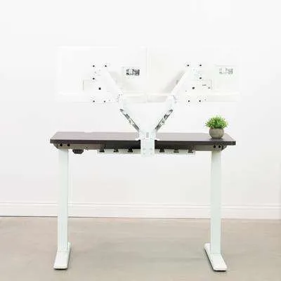 VIVO Espresso Table Top, White Frame 43" x 24" Electric Height-Adjustable Standing Desk, DESK-KIT-1W4E