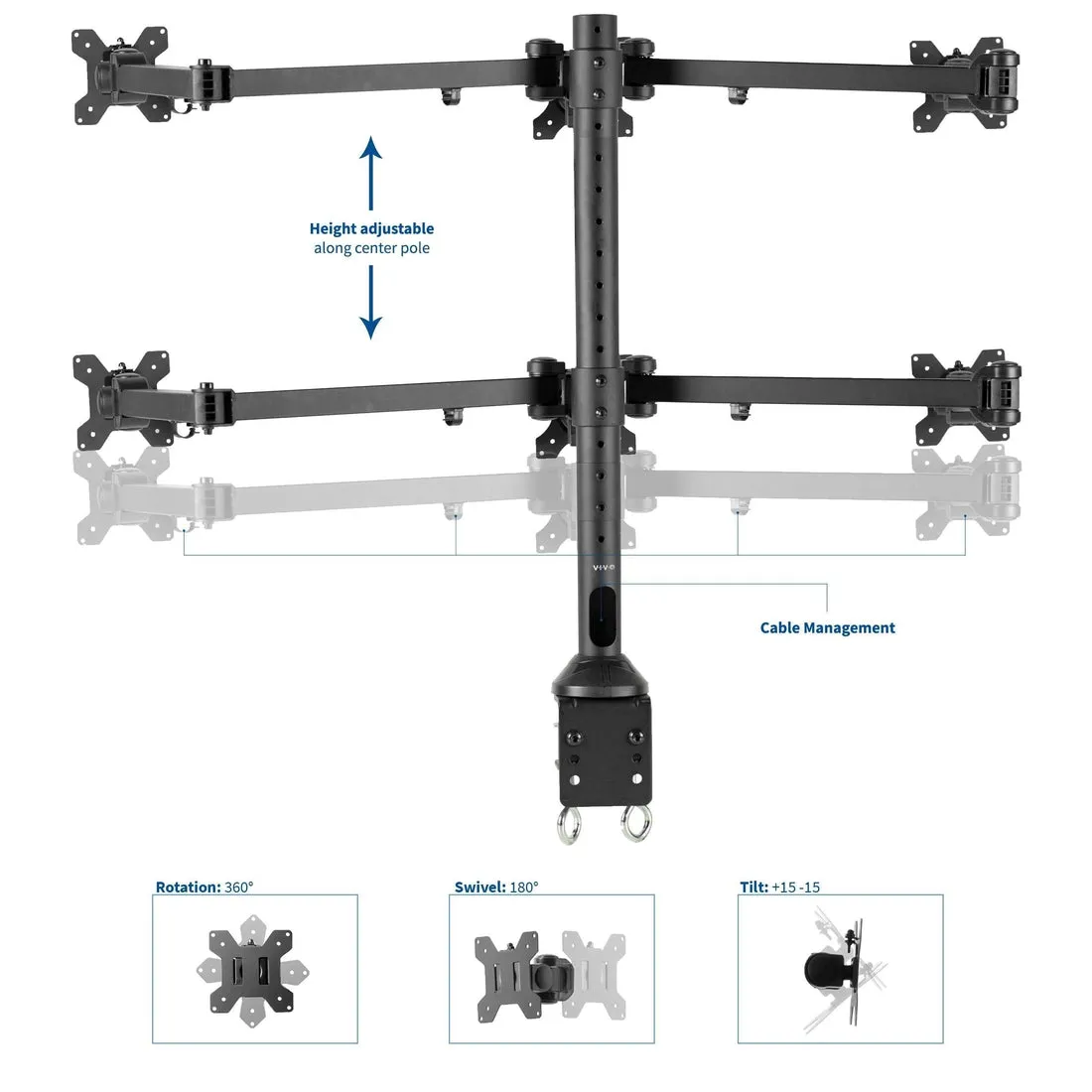 VIVO Hex 6-Monitor Desk Mount Stand for Monitors up to 32", STAND-V106A/STAND-V006