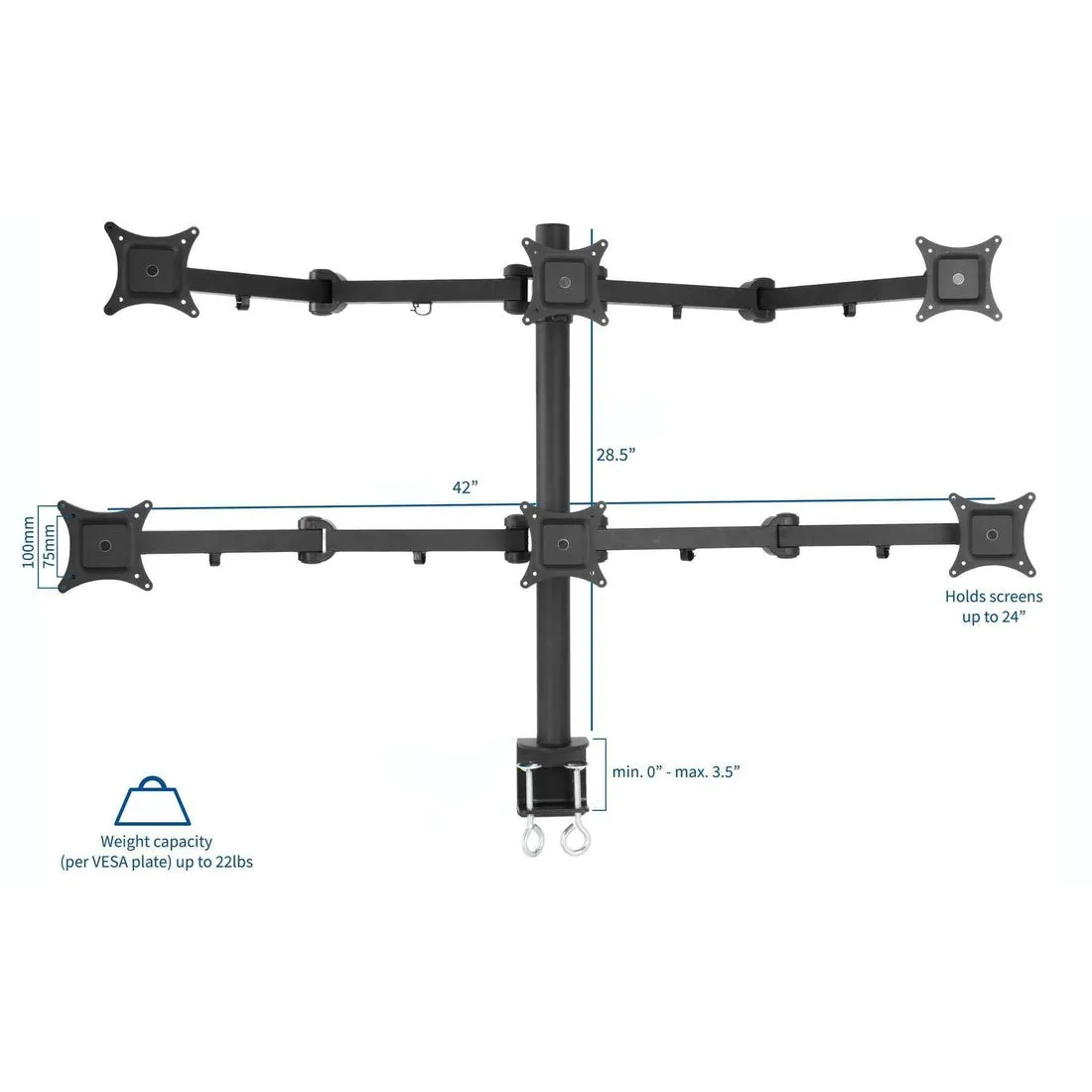 VIVO Hex 6-Monitor Desk Mount Stand for Monitors up to 32", STAND-V106A/STAND-V006