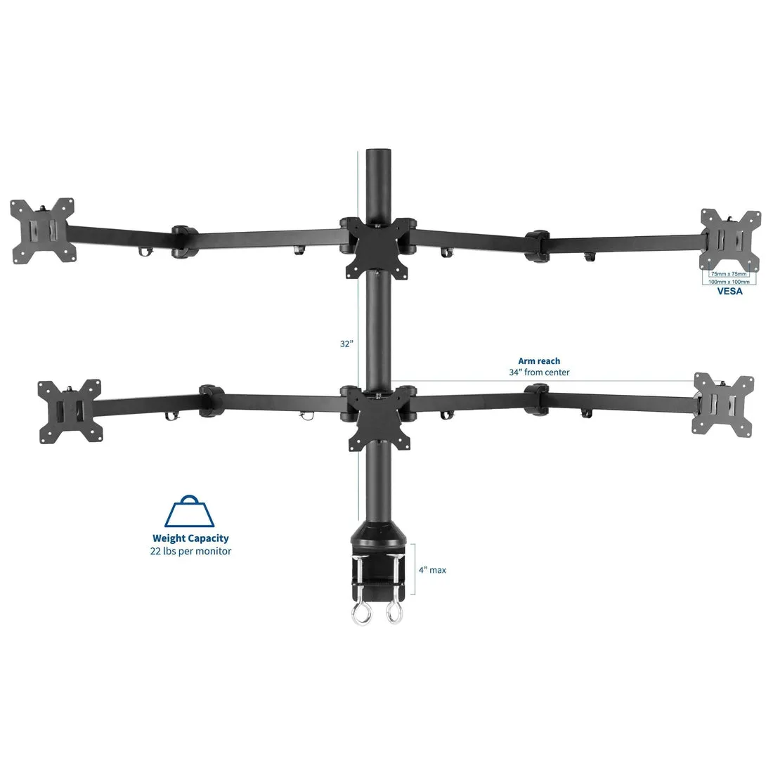 VIVO Hex 6-Monitor Desk Mount Stand for Monitors up to 32", STAND-V106A/STAND-V006