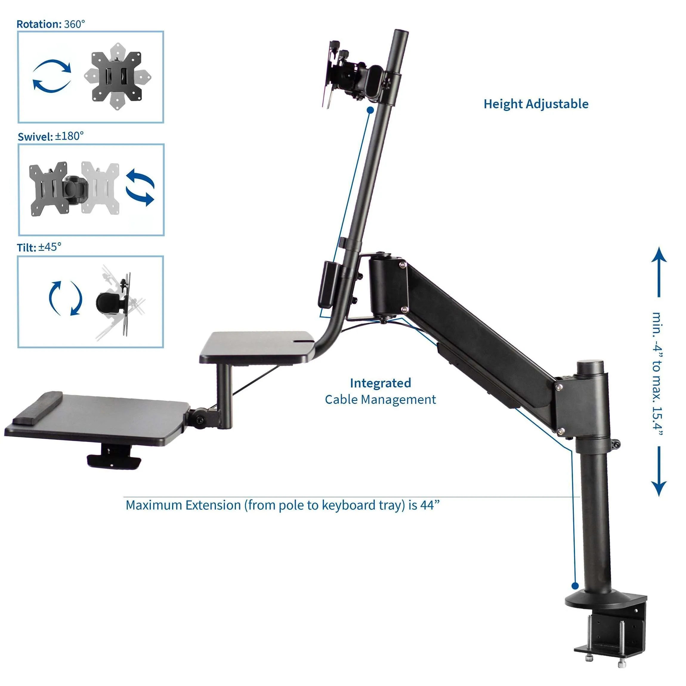 VIVO Sit-to-Stand Dual Monitor Desk Mount Workstation, STAND-SIT2D