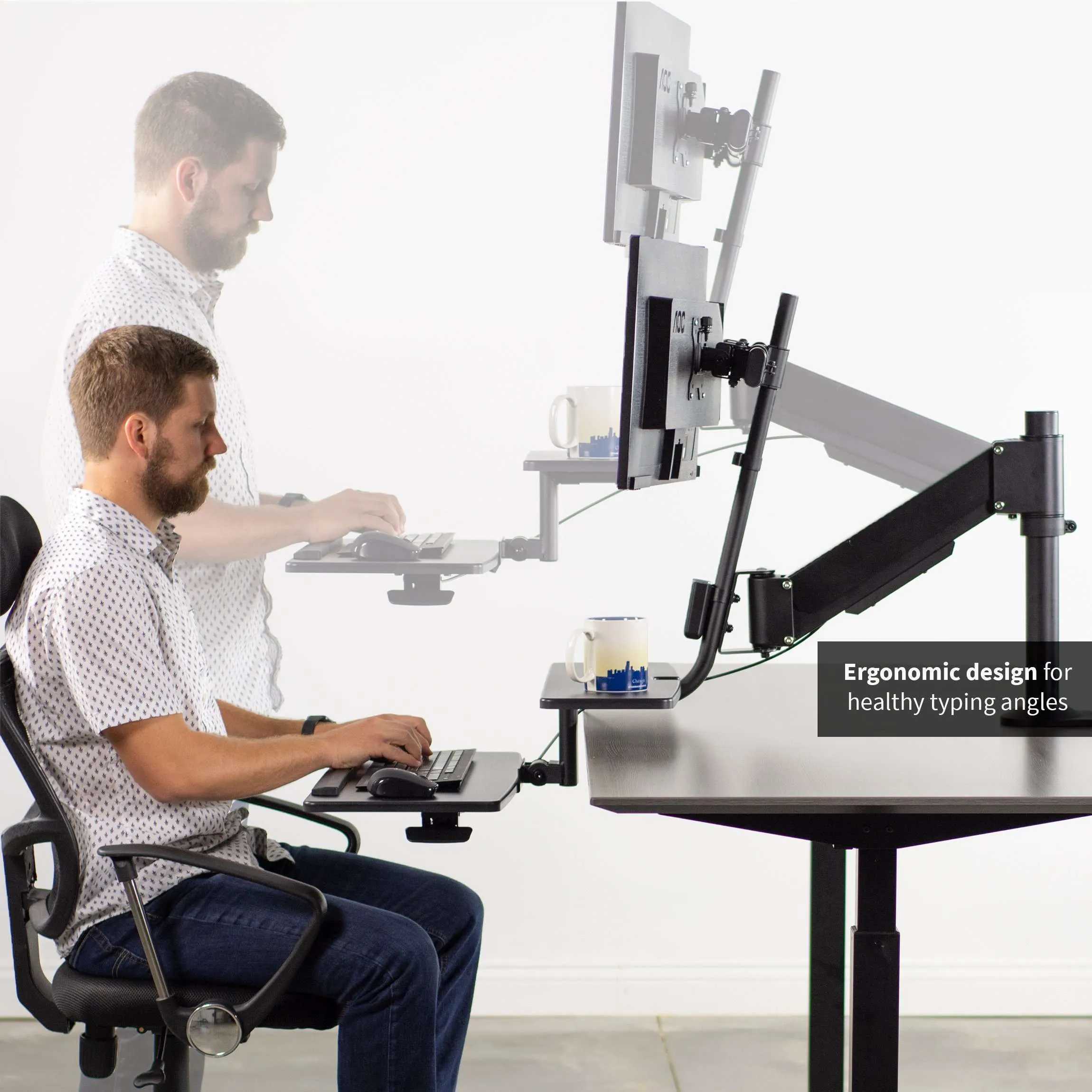 VIVO Sit-to-Stand Dual Monitor Desk Mount Workstation, STAND-SIT2D