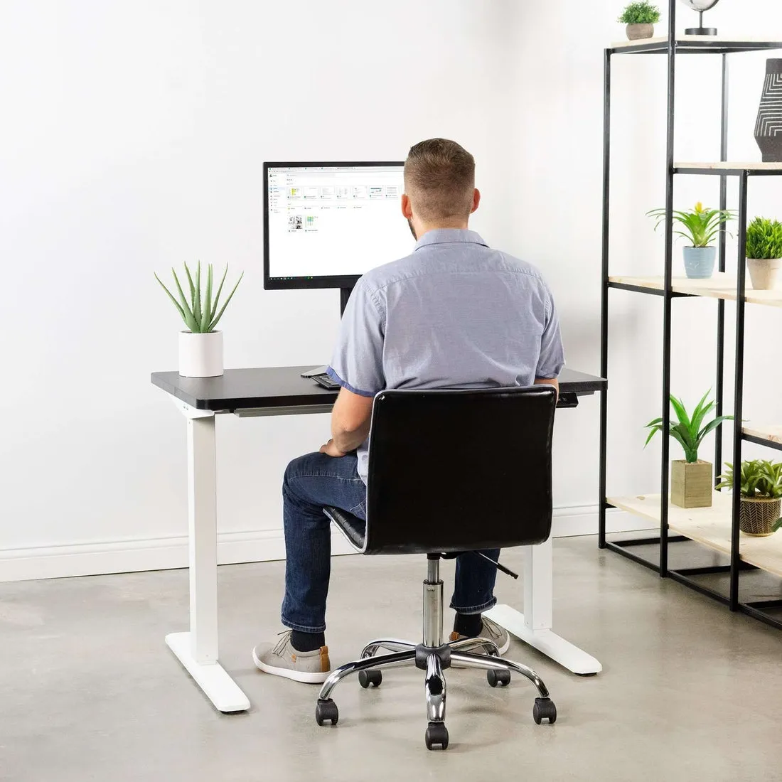 VIVO White Electric Single Motor Adjustable StandUp Desk Frame Base, DESK-V101EW