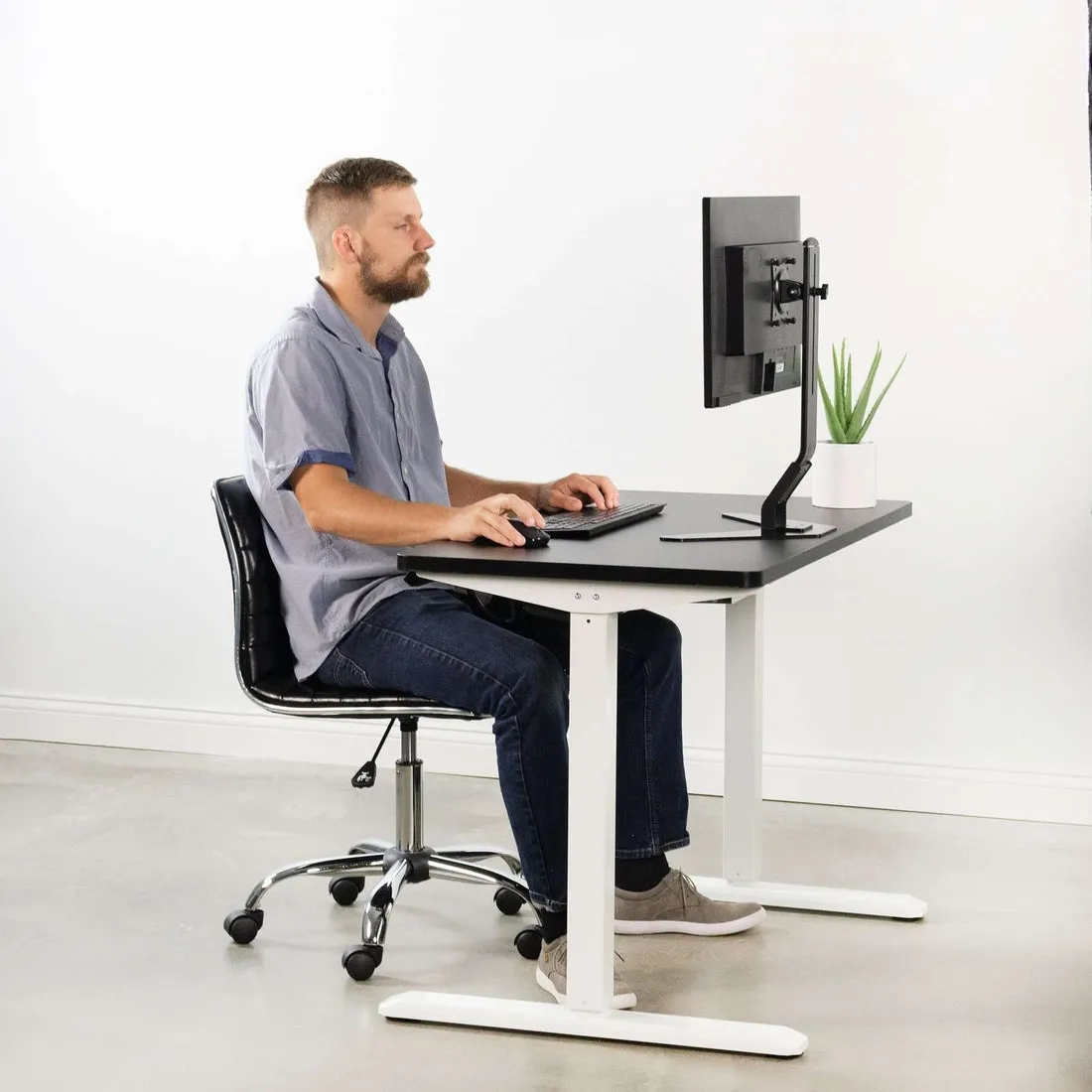 VIVO White Electric Single Motor Adjustable StandUp Desk Frame Base, DESK-V101EW