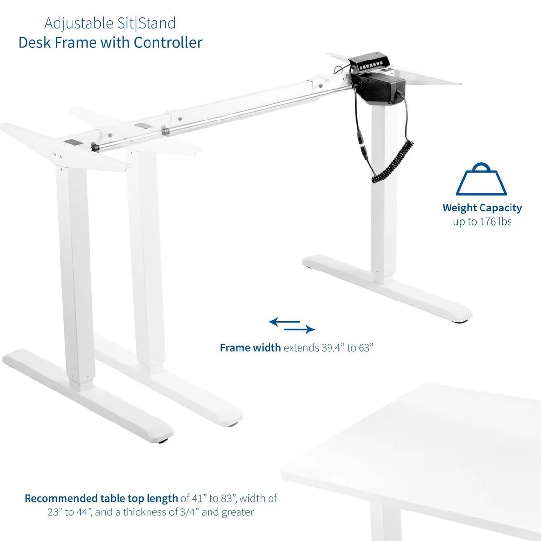 VIVO White Electric Single Motor Adjustable StandUp Desk Frame Base, DESK-V101EW