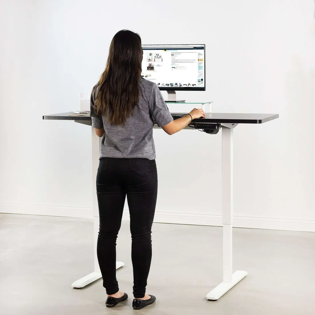 VIVO White Electric Single Motor Adjustable StandUp Desk Frame Base, DESK-V101EW