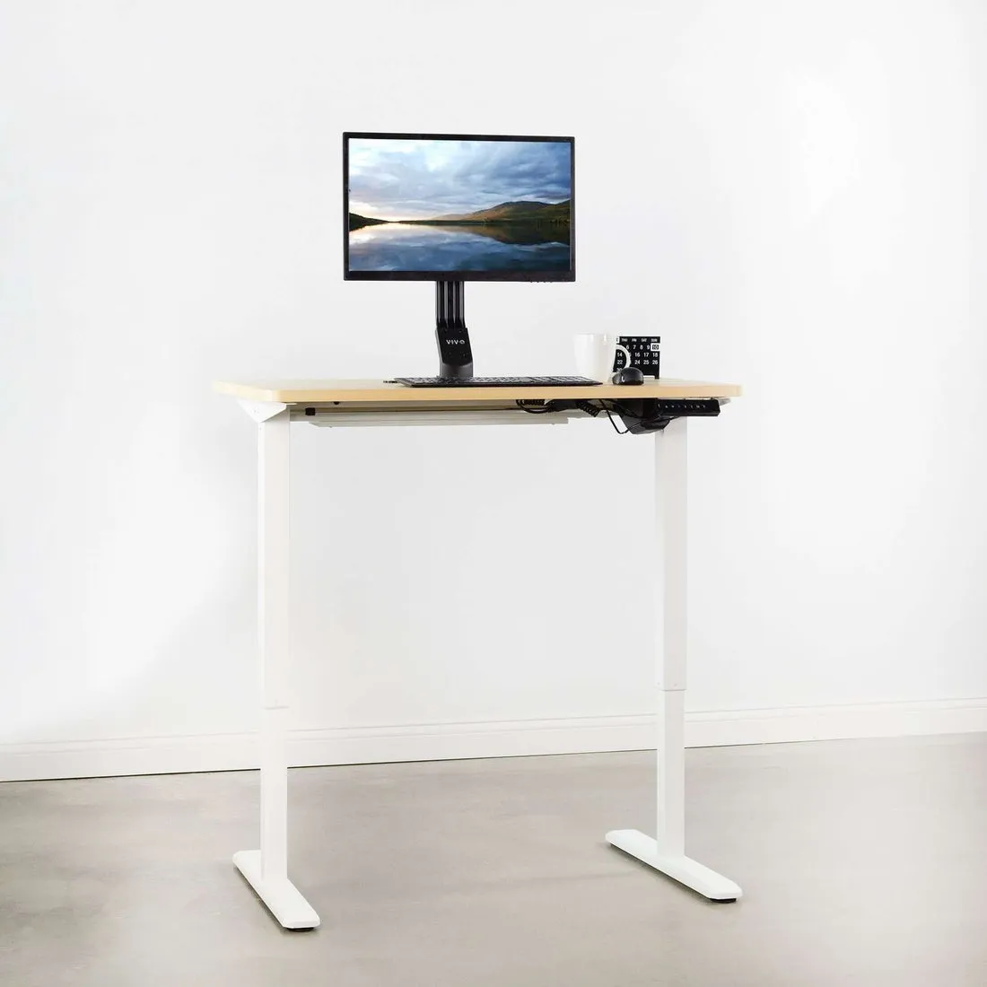 VIVO White Electric Single Motor Adjustable StandUp Desk Frame Base, DESK-V101EW