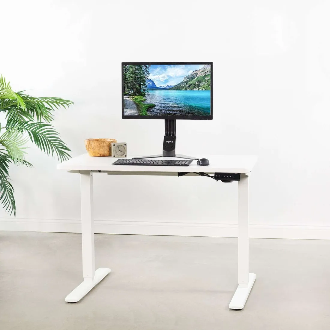 VIVO White Electric Single Motor Adjustable StandUp Desk Frame Base, DESK-V101EW