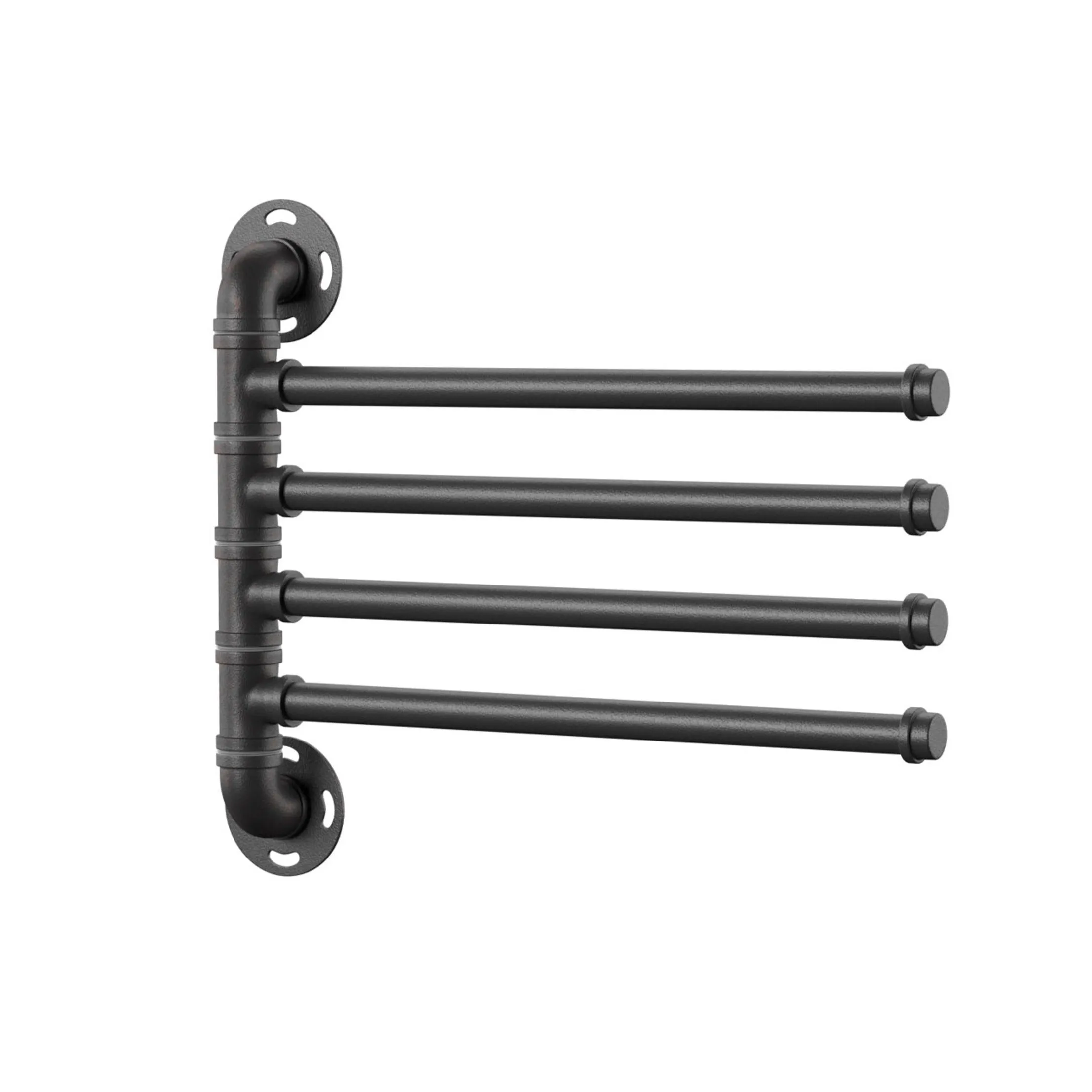 Wade Sand Black Pipe Metal Wall Mounted 4-Towel Bathroom Rack