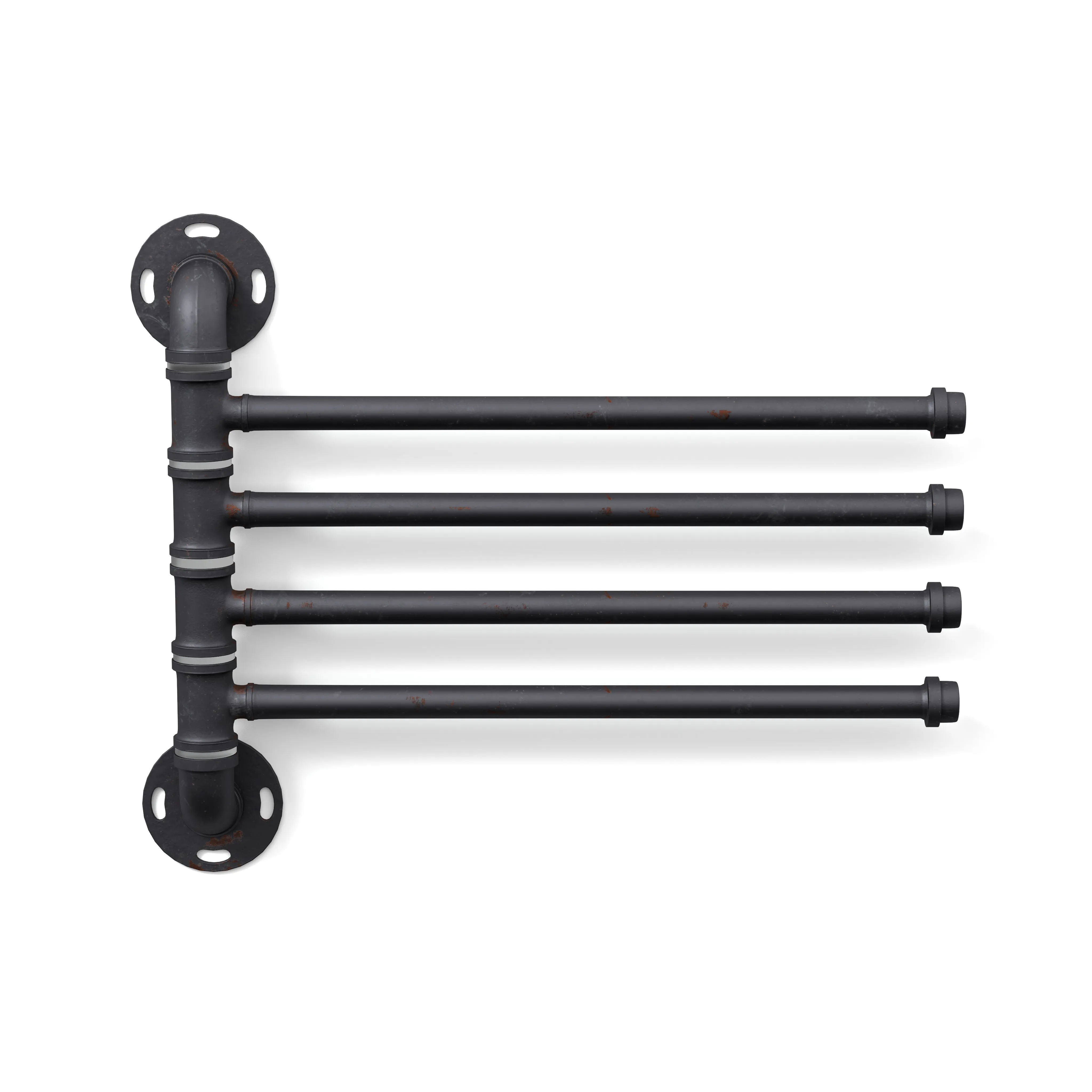 Wade Sand Black Pipe Metal Wall Mounted 4-Towel Bathroom Rack