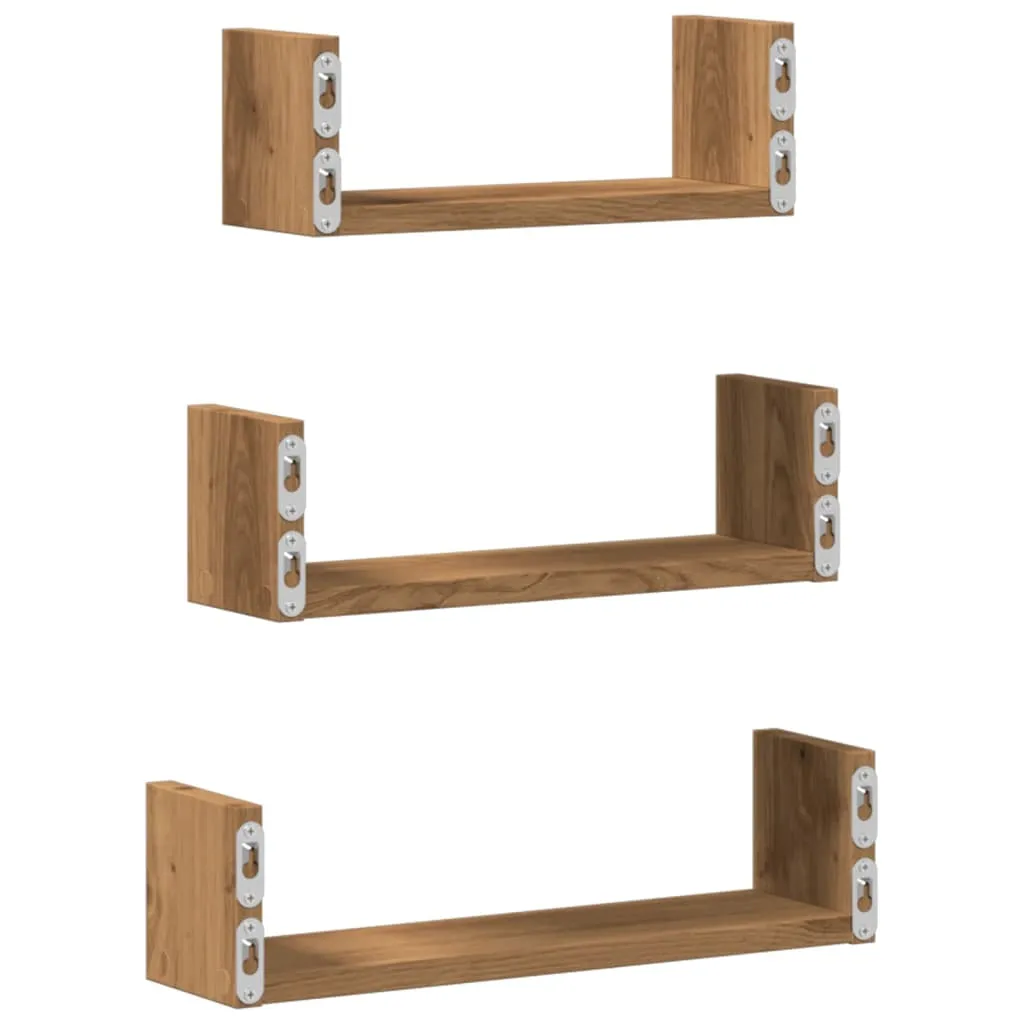 Wall Shelf 3 pcs Artisian Oak Engineered Wood