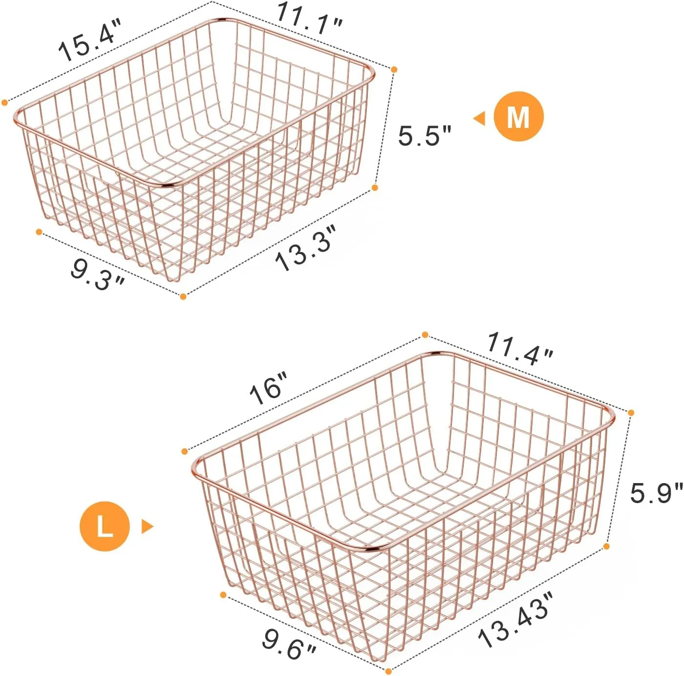 Wire Storage Baskets 4 Pack Large Metal Wire Baskets Pantry Organization and Storage with Handles for Freezer Organizer Pantry Kitchen Laundry