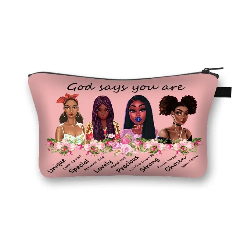 Women Red Lips Print Cosmetic Makeup Bag