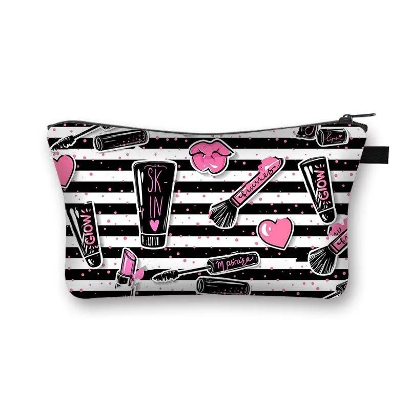 Women Red Lips Print Cosmetic Makeup Bag