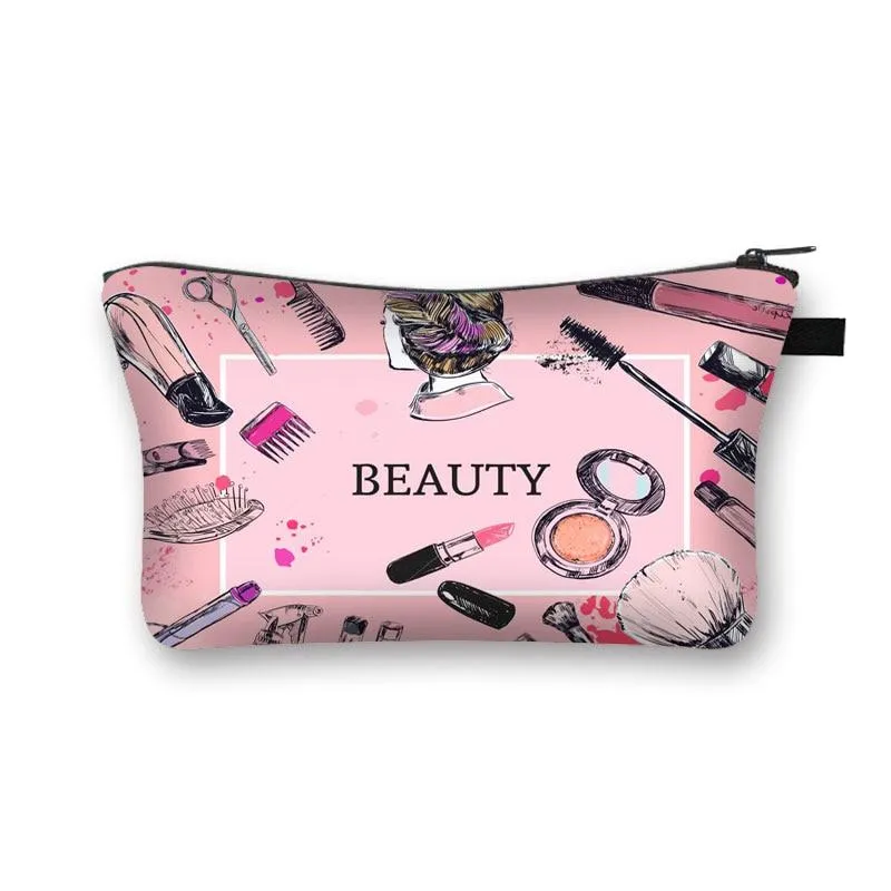 Women Red Lips Print Cosmetic Makeup Bag