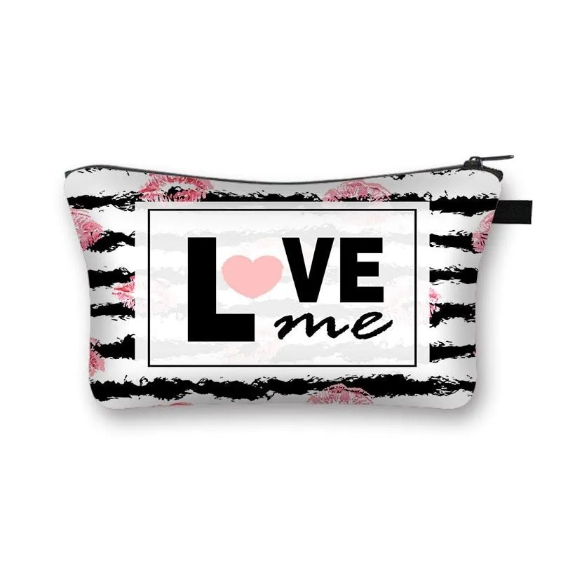 Women Red Lips Print Cosmetic Makeup Bag