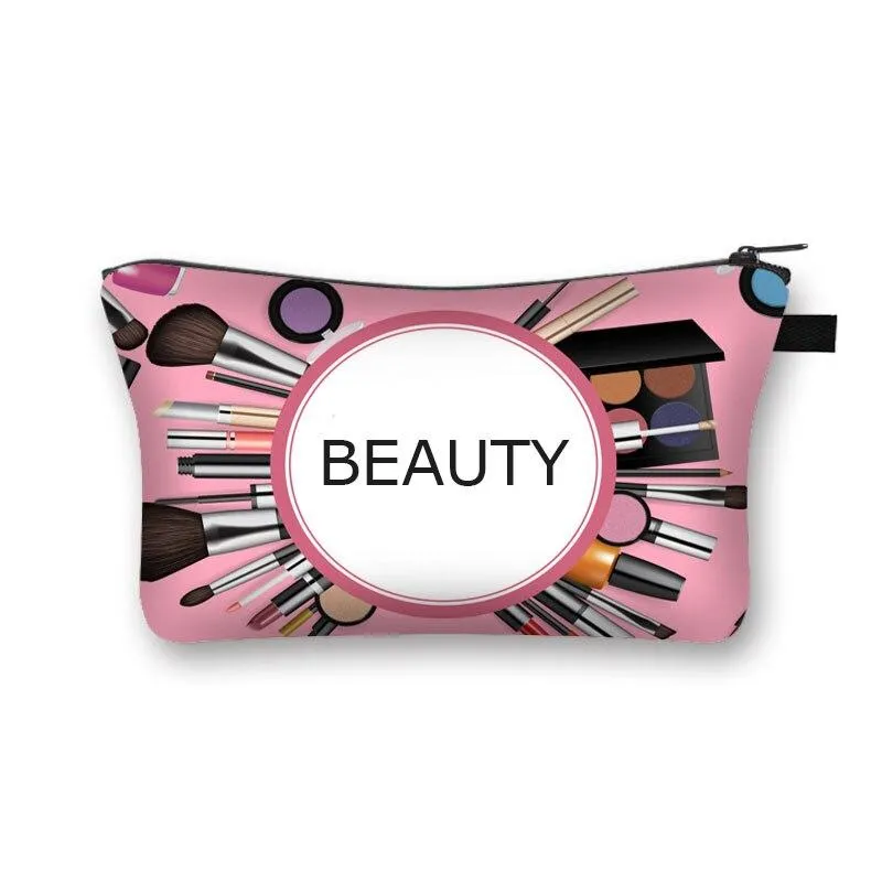 Women Red Lips Print Cosmetic Makeup Bag