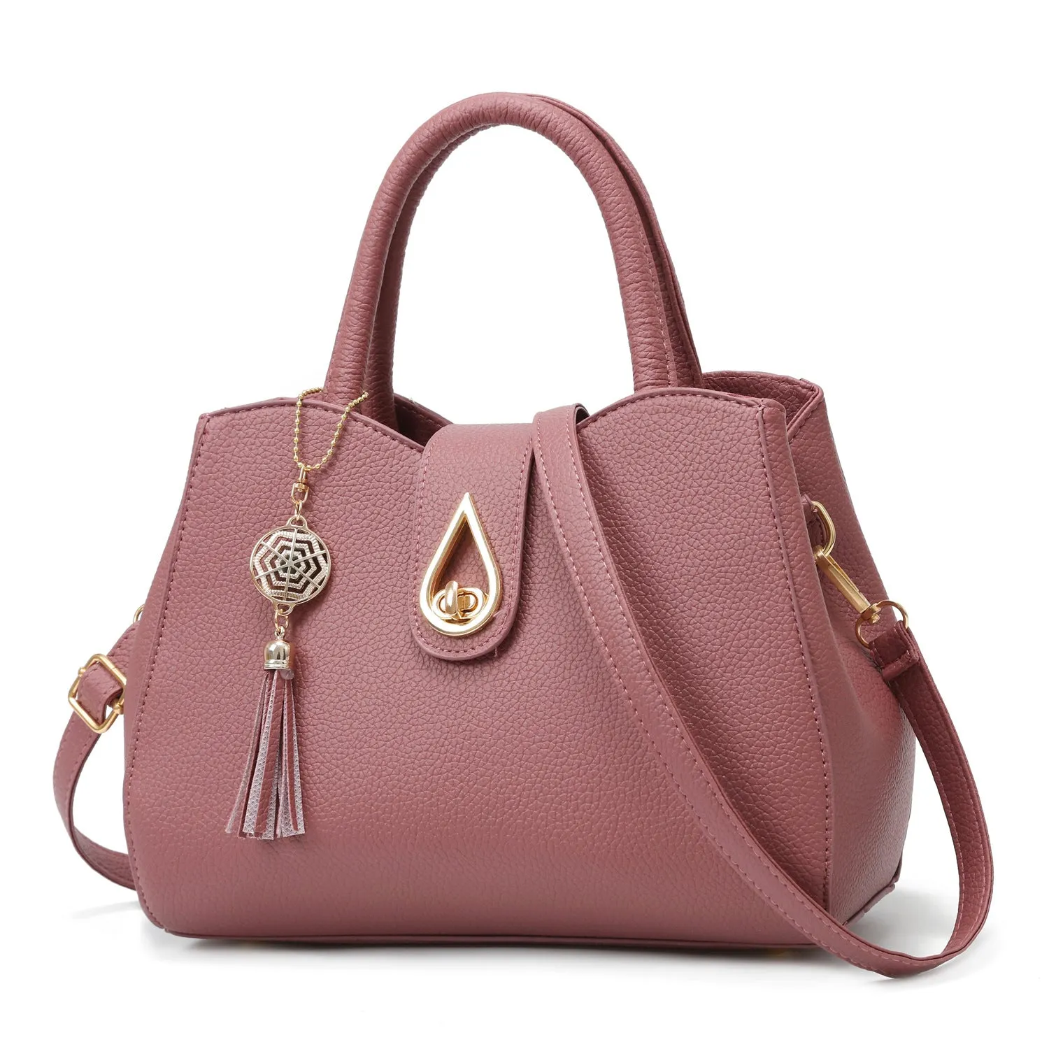 Women's bag new version solid color large capacity fashionable litchi pattern single shoulder handbag