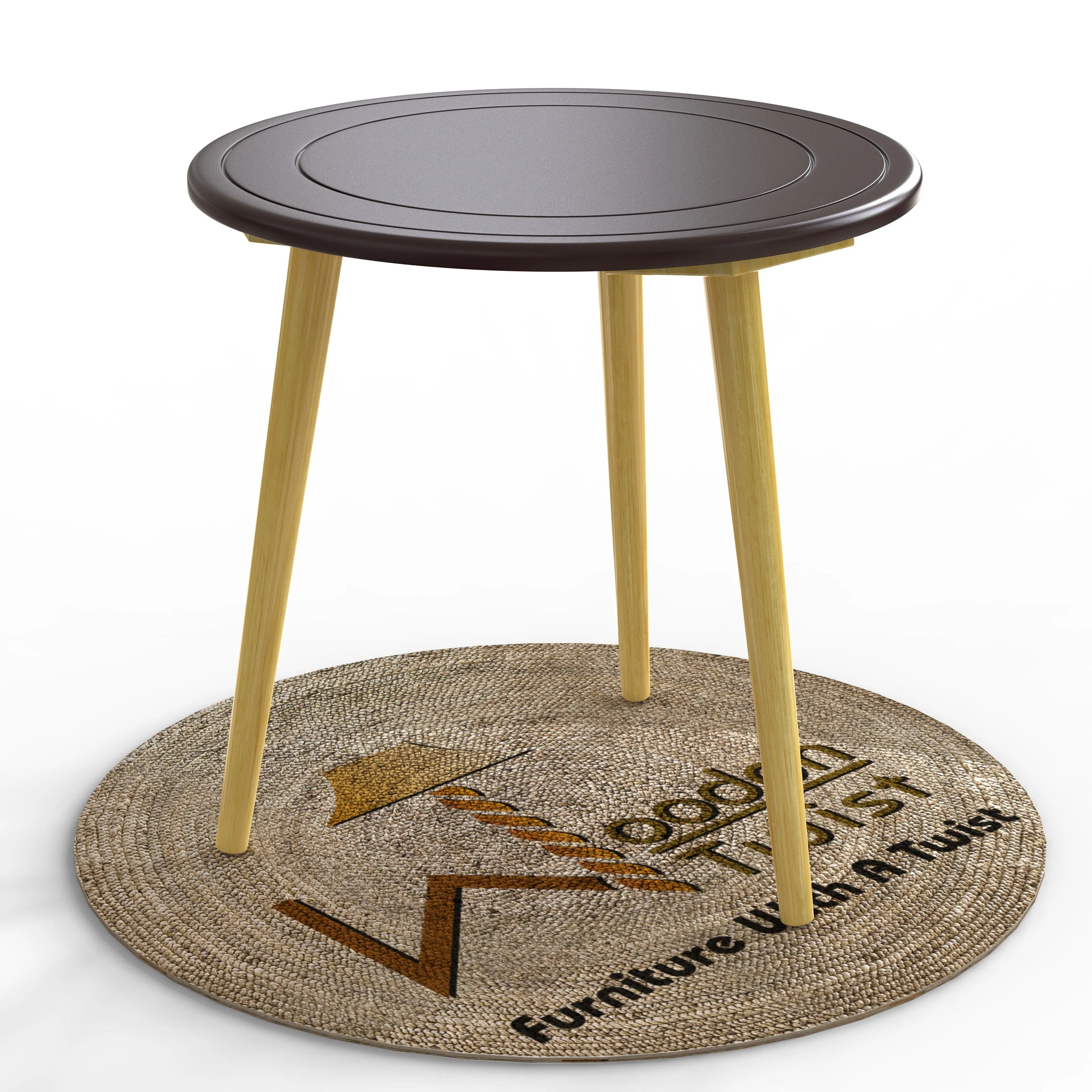 Wooden Twist Malin Solid Wood Round End Table with Natural Legs