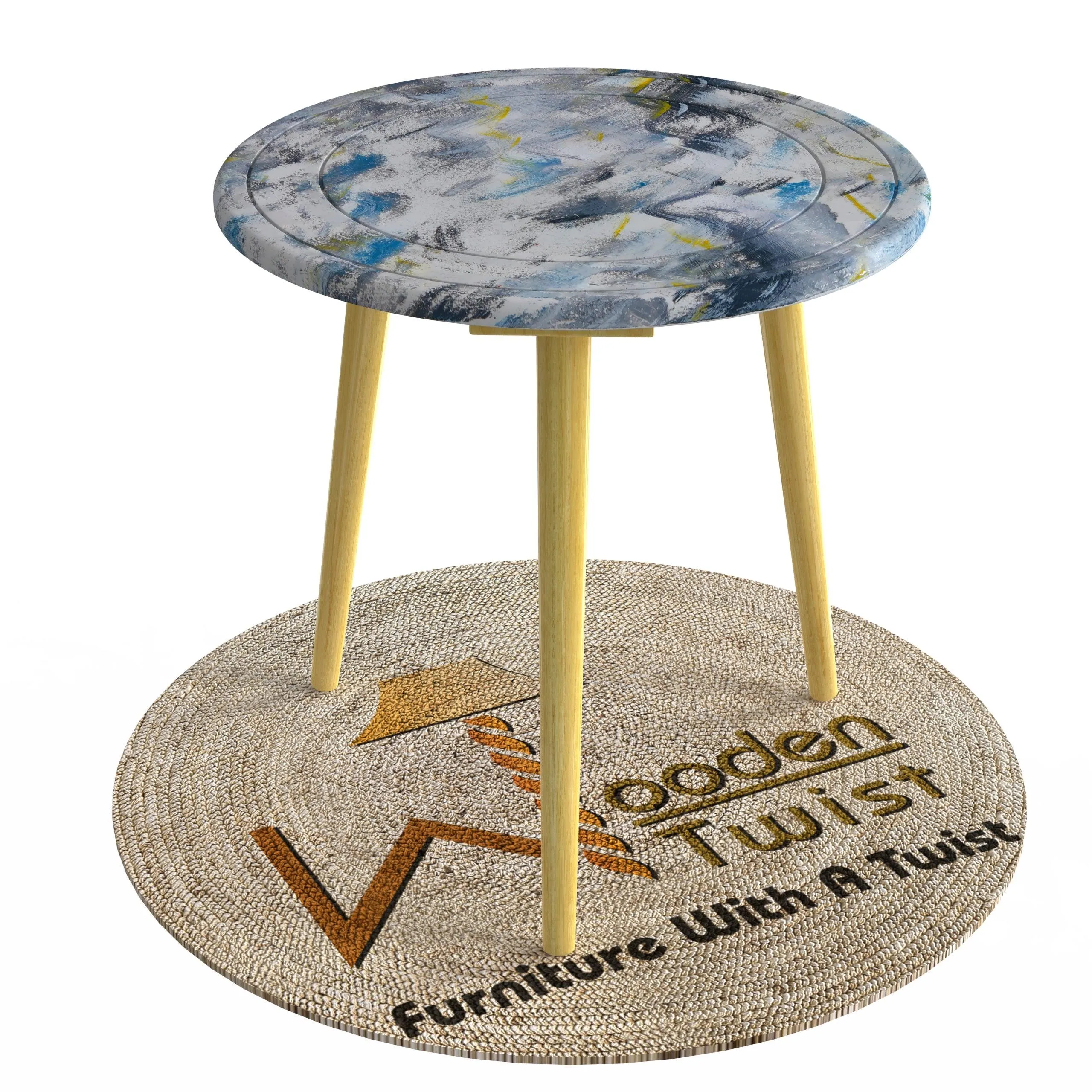 Wooden Twist Malin Solid Wood Round End Table with Natural Legs