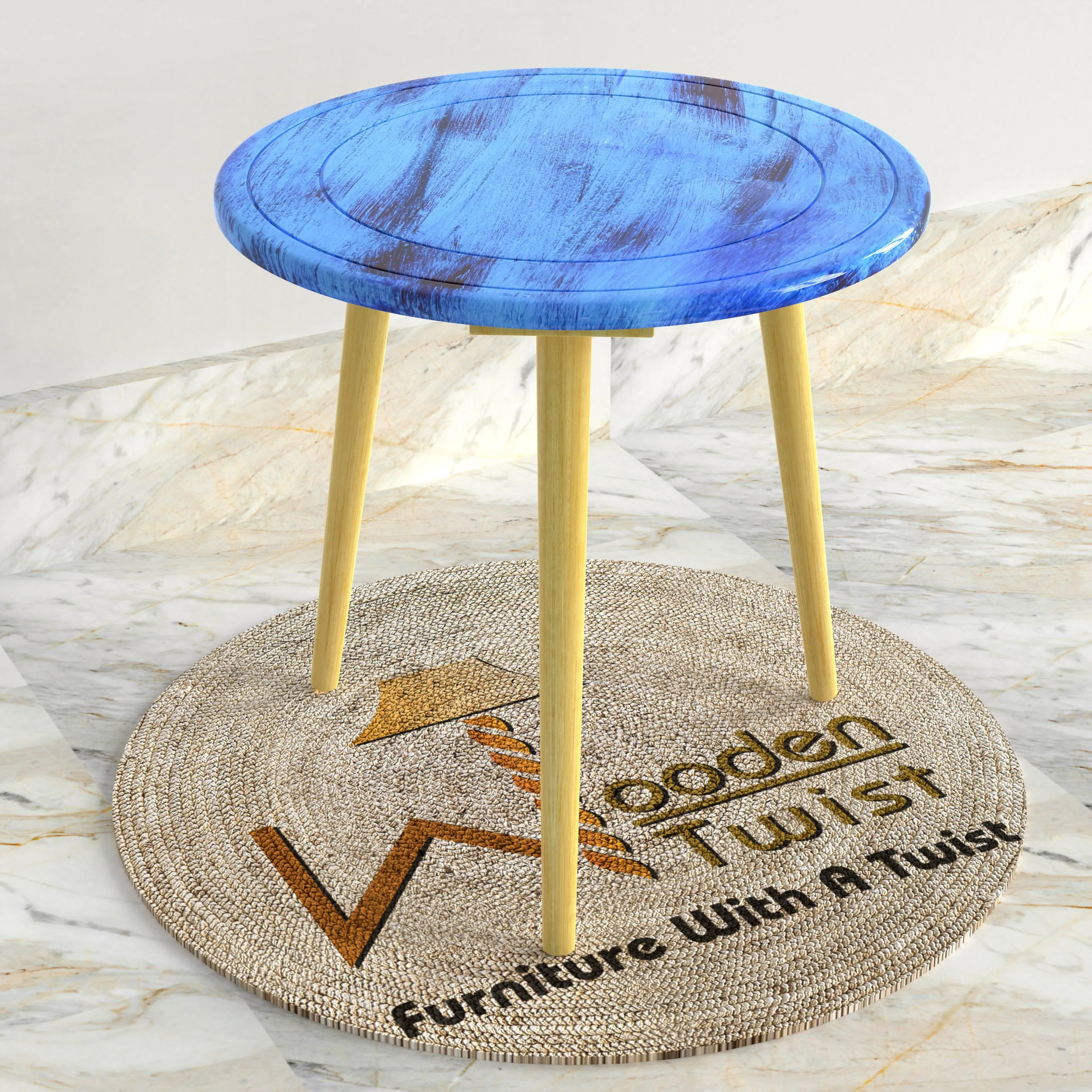 Wooden Twist Malin Solid Wood Round End Table with Natural Legs