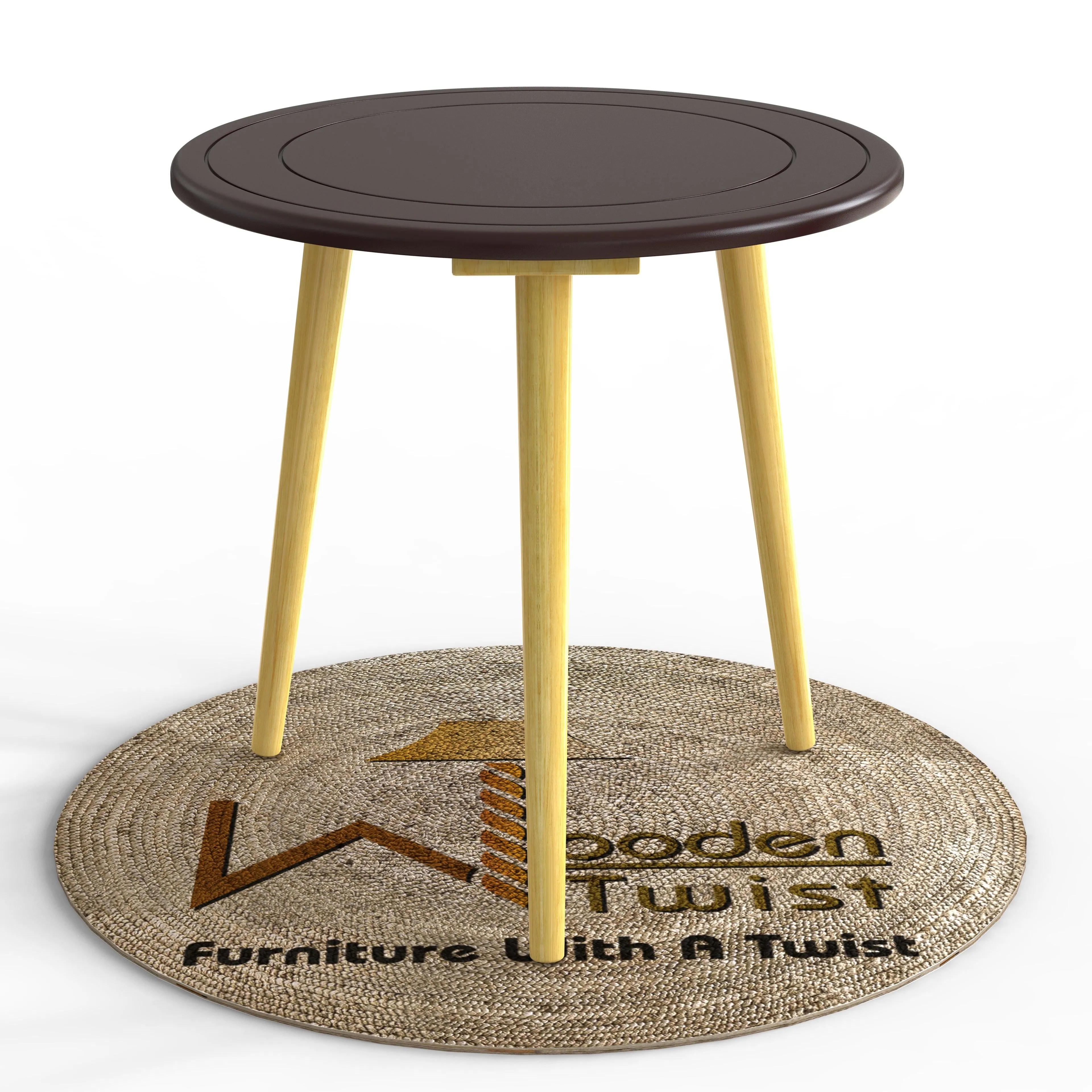 Wooden Twist Malin Solid Wood Round End Table with Natural Legs