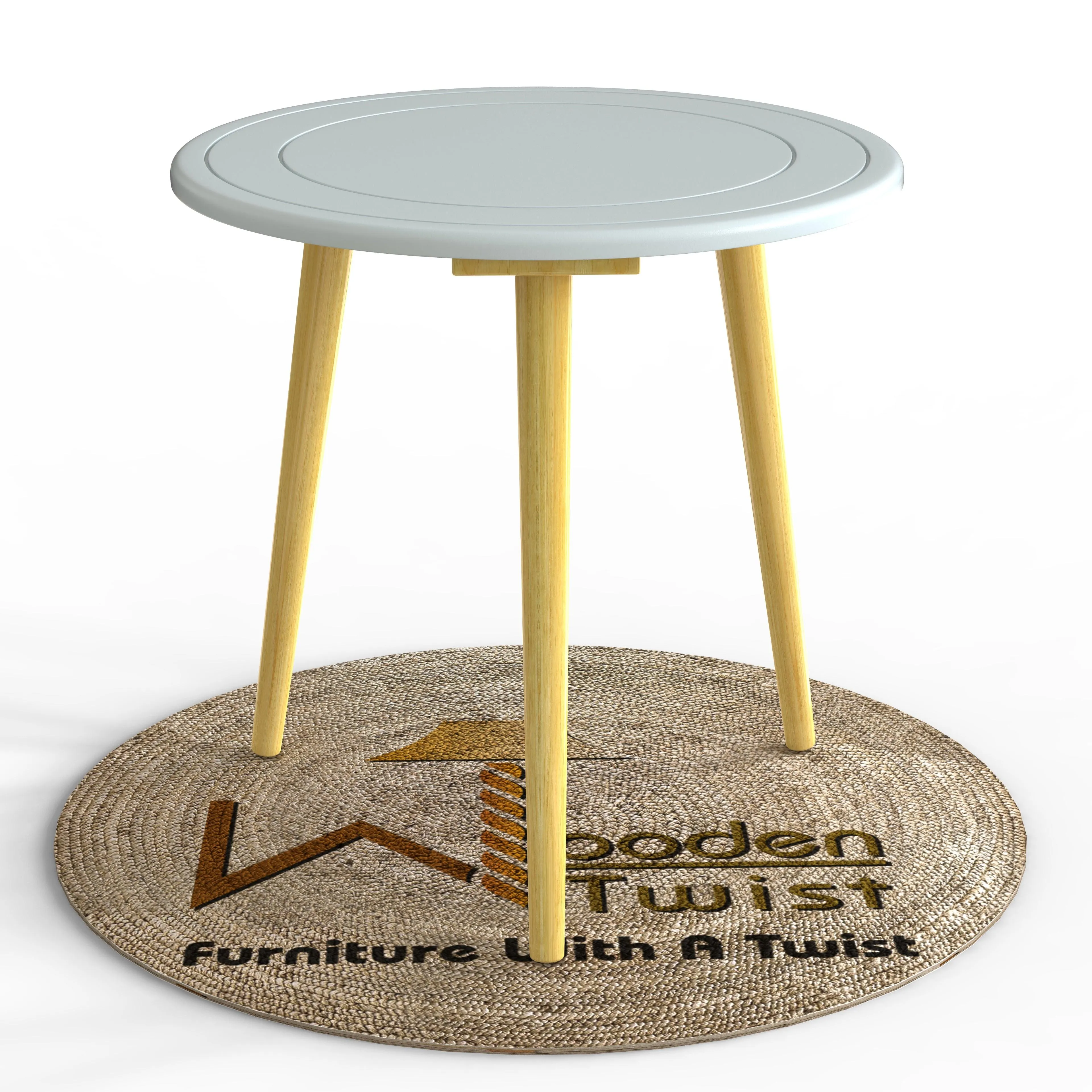 Wooden Twist Malin Solid Wood Round End Table with Natural Legs