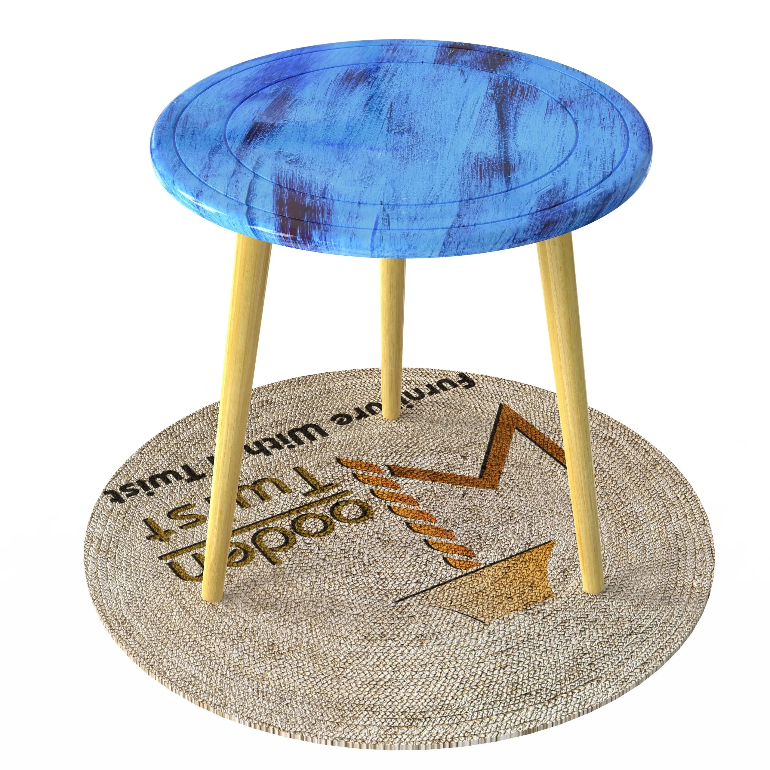 Wooden Twist Malin Solid Wood Round End Table with Natural Legs