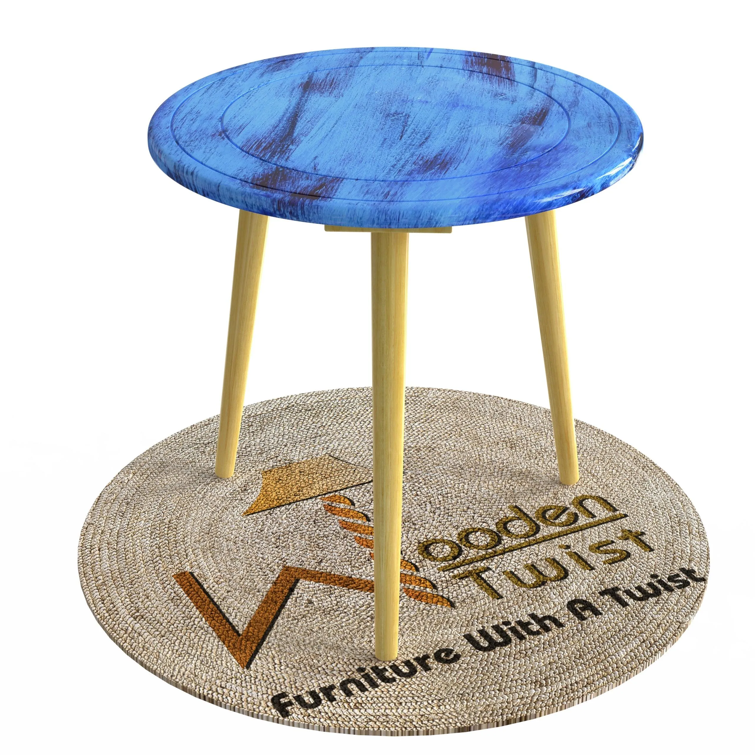 Wooden Twist Malin Solid Wood Round End Table with Natural Legs