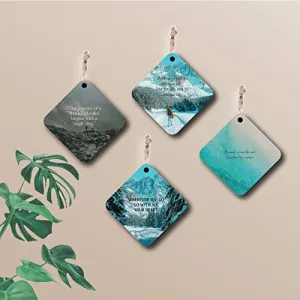 woopme® 4 PCs Travel Quotes Printed Wall Hanging For Living Room Home Office Hall Wall Decor (8 x 8 Inch)