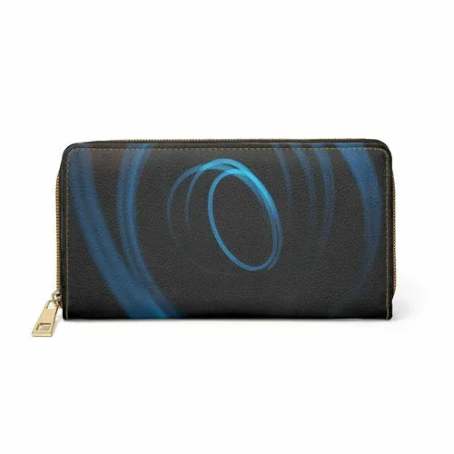 Wristlet Phone Wallet, Black and Blue Swirl Style Purse